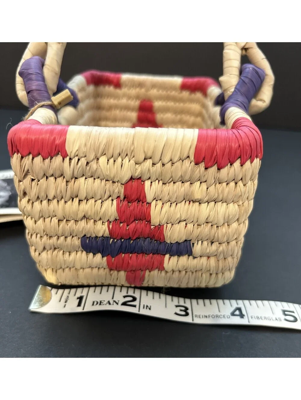 NWT Ten by Three Handmade Decorative Miniature Handwoven Basket Bangladesh